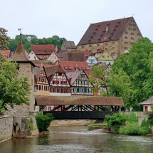 The beautiful city Schwaebisch Hall with river Kocher (between Stuttgart and Nuremberg)